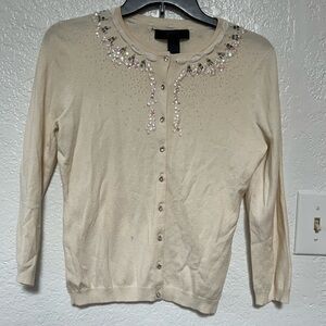 Express Cream Cardigan with Embellishments
